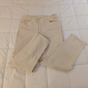 H&M cream denim jeans button fly
